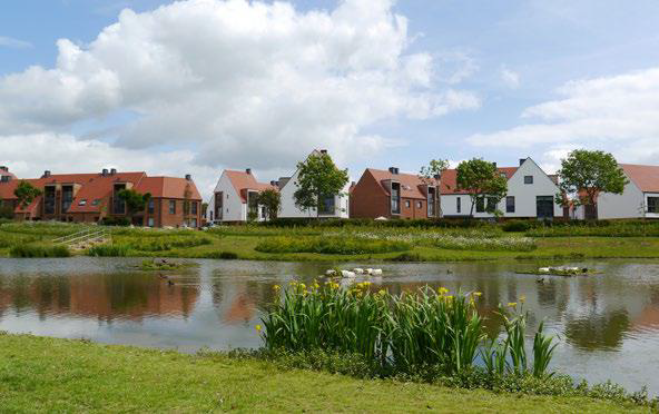 Picture of SUDS at Derwenthorpe, York (photo courtesy of architect: Studio Partington</p>