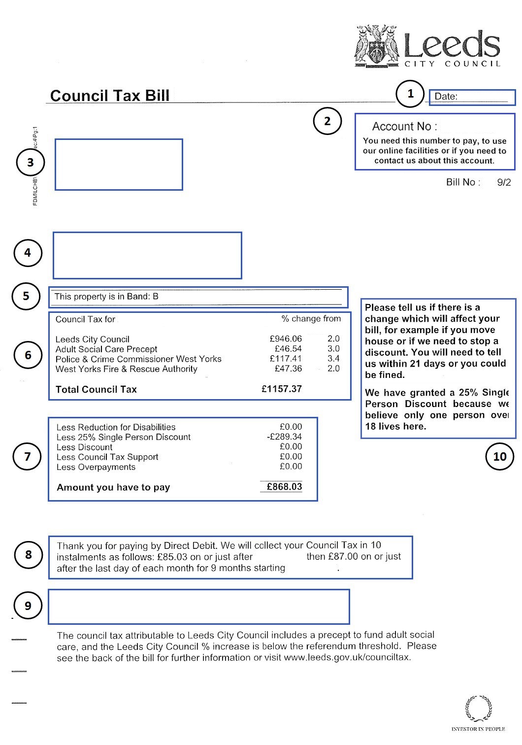 council tax bill example