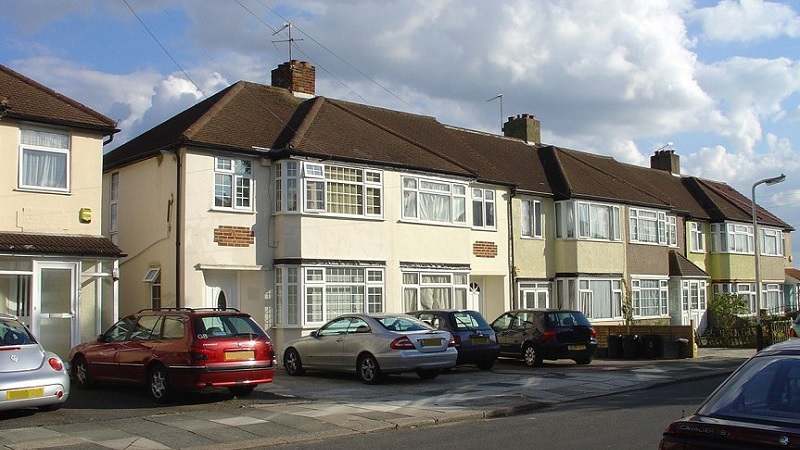 Example of housing with concrete driveways