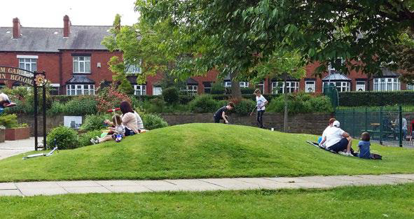 Picture of earth mounding with free flowing, natural contours at Cross Flatts Park, Beeston