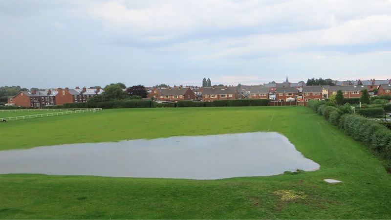 Barley Hill recreation ground flood water storage: An earth embankment reducing flood risk